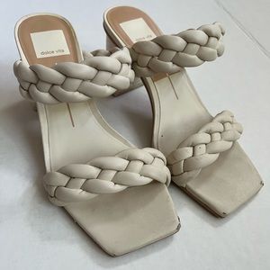 Dolce vita paily block heel ivory sandals sz 7.5 braided